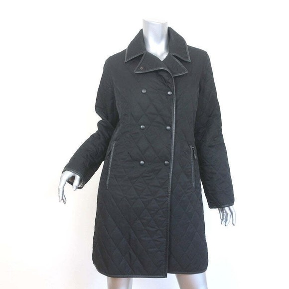 Burberry London Quilted Double Breasted Coat Black Size Small - Picture 1 of 12